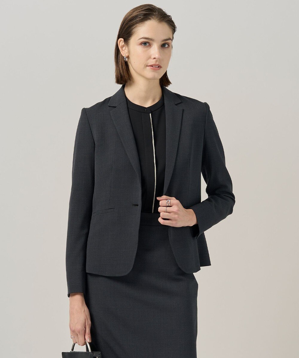 【オンワード】 ICB L（大きいサイズ）>ジャケット/アウター 【UVカット・洗える】ウール2WAYストレッチ テーラードジャケット チャコール 40 レディース