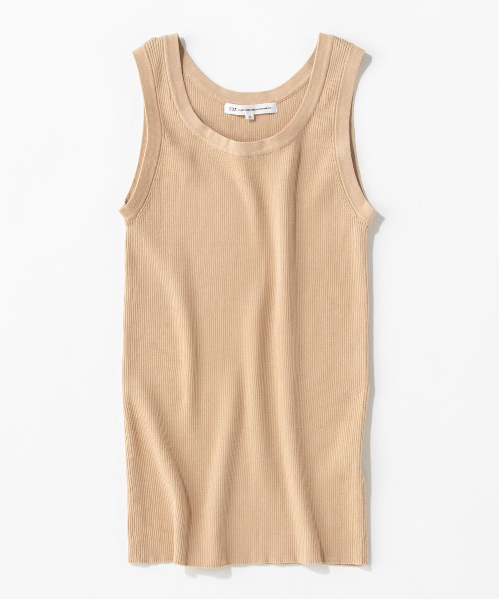 【オンワード】 23区 L>トップス 【洗える】サステナブル コットン リブタンクトップ ホワイト 44 レディース 【送料無料】