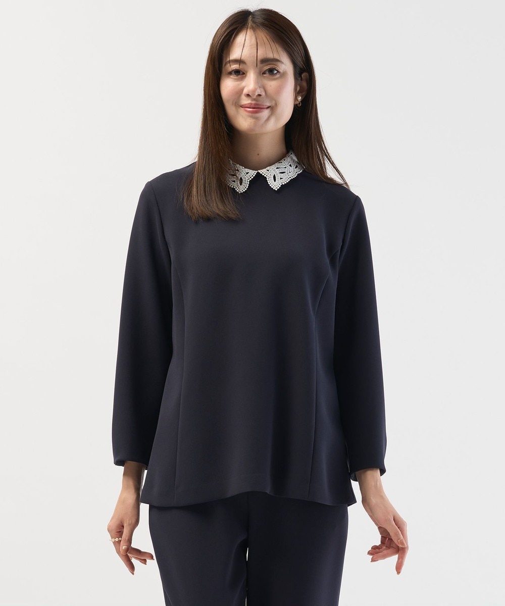 【オンワード】 J.PRESS LADIES>トップス 【セットアップ対応・2way】セラテリーダブルクロス ブラウス ネイビー 11 レディース 【オンワード】 J.PRESS LADIES>トップス 【セットアップ対応・2way】セラテリーダブルクロス ブラウス ネイビー 11 レディース