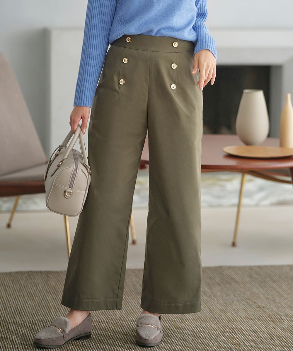 【オンワード】 ANY SIS>パンツ 【洗える】マリンディテール ワイドパンツ カーキ 3 レディース 【オンワード】 ANY SIS>パンツ 【洗える】マリンディテール ワイドパンツ カーキ 3 レディース