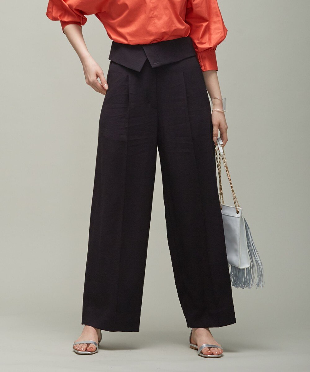 【オンワード】 ICB L>パンツ 【マガジン掲載】 Crumple ワイド パンツ(番号CH24) アイボリー 48 レディース 【送料無料】