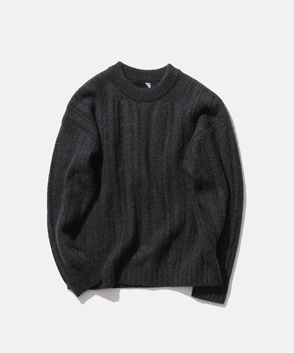 【オンワード】 ATON>トップス MOHAIR SILK SHAGGY ランダムリブクルーネック - UNISEX CHARCOAL GRAY 06 レディース 【送料無料】