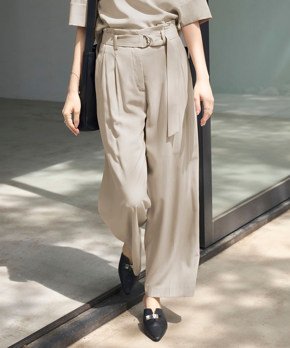 【オンワード】 ICB L(大きいサイズ)>パンツ 【接触冷感・UVカット・洗える】 T/Rドライリネン ワイドストレートパンツ ベージュ 40 レディース 【オンワード】 ICB L(大きいサイズ)>パンツ 【接触冷感・UVカット・洗える】 T/Rドライリネン ワイドストレートパンツ ベージュ 40 レディース