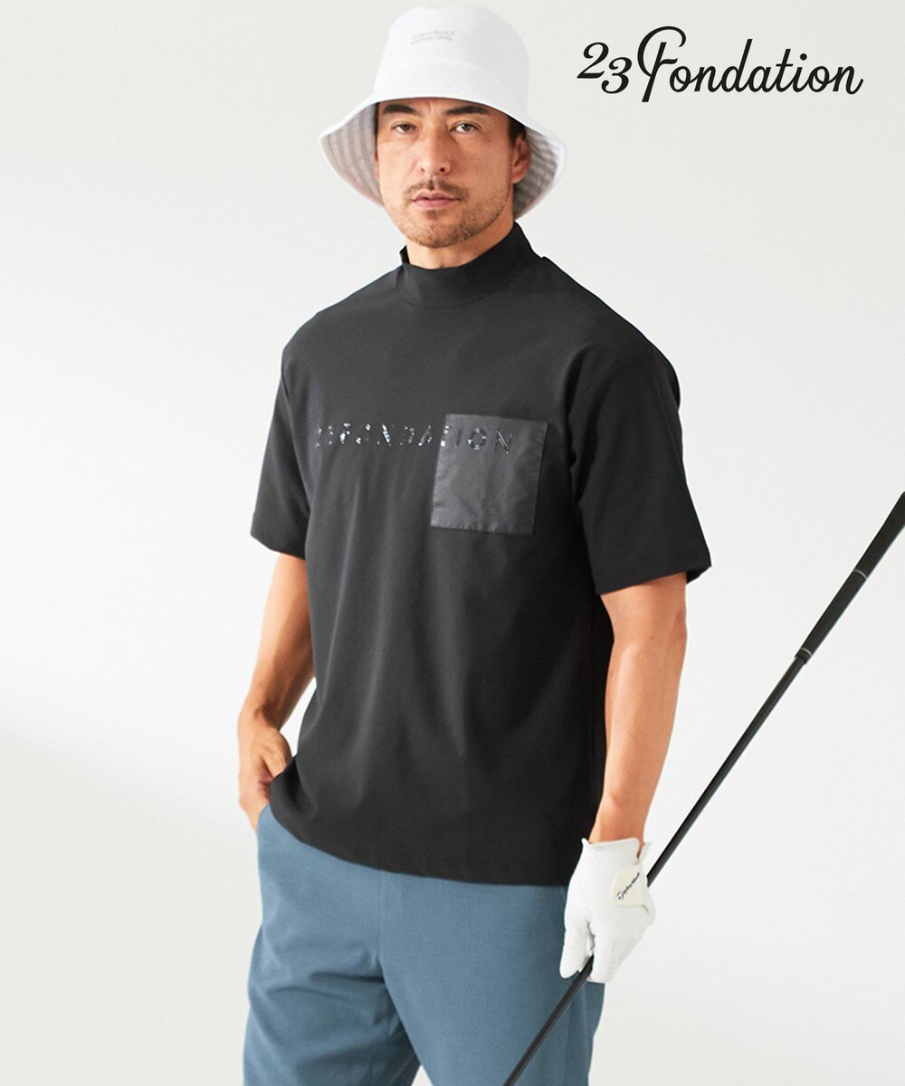 【オンワード】 23区GOLF>トップス 【23Fondation/MEN】ストレッチメッシュ モック ブラック M メンズ