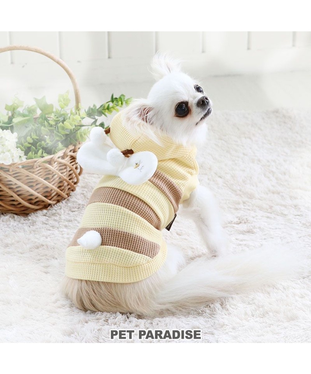 ＜オンワード＞PET PARADISE>ペットグッズ 犬 服 蜂 パーカー 【小型犬】 ワッフル 黄 ４Ｓ画像
