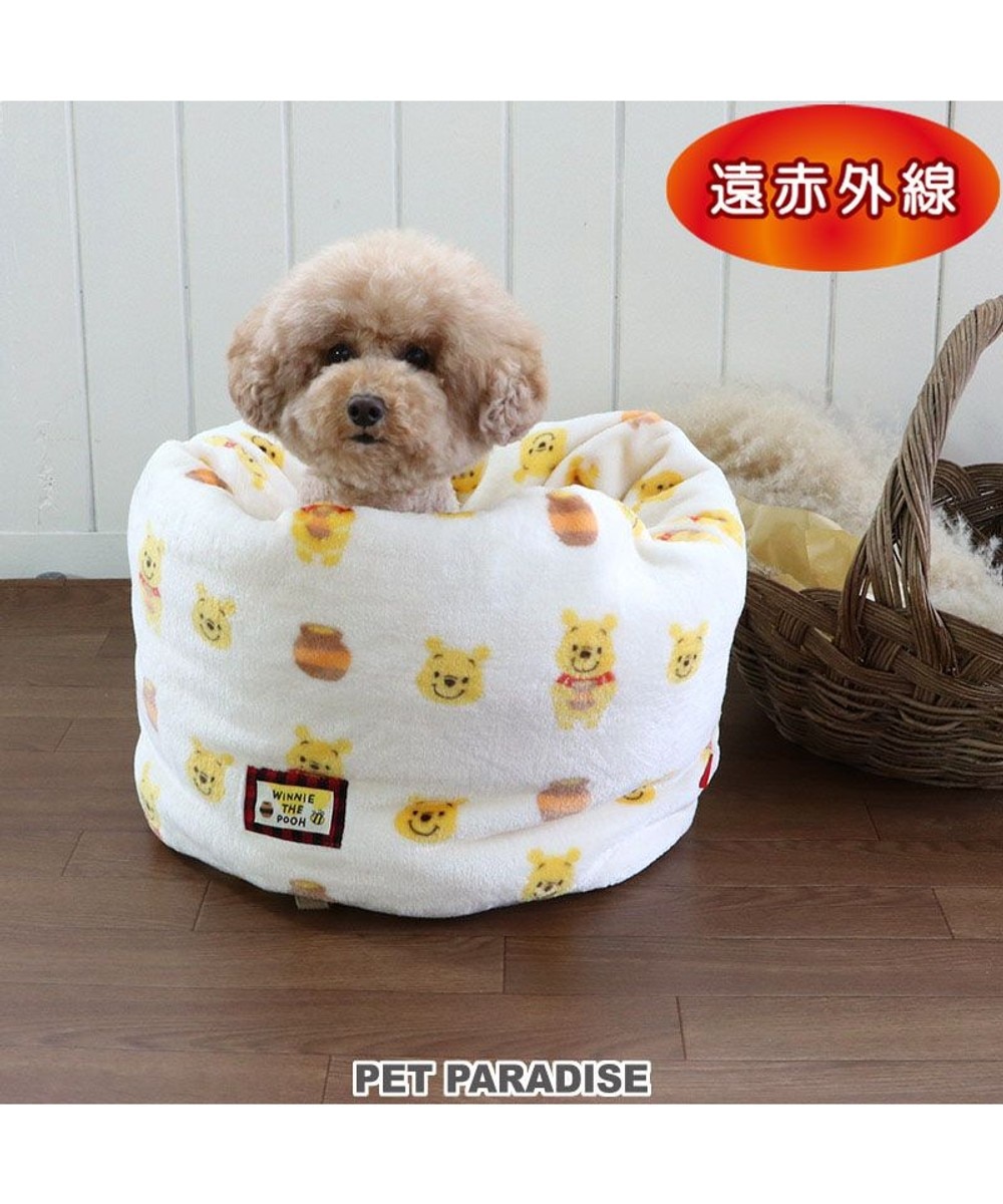 PET PARADISE>ペットグッズ 犬 ベッド 遠赤外線 ディズニー くまのプーさん 筒型 寝袋 カドラー (42×70cm) 黄 未登録 【送料無料】
