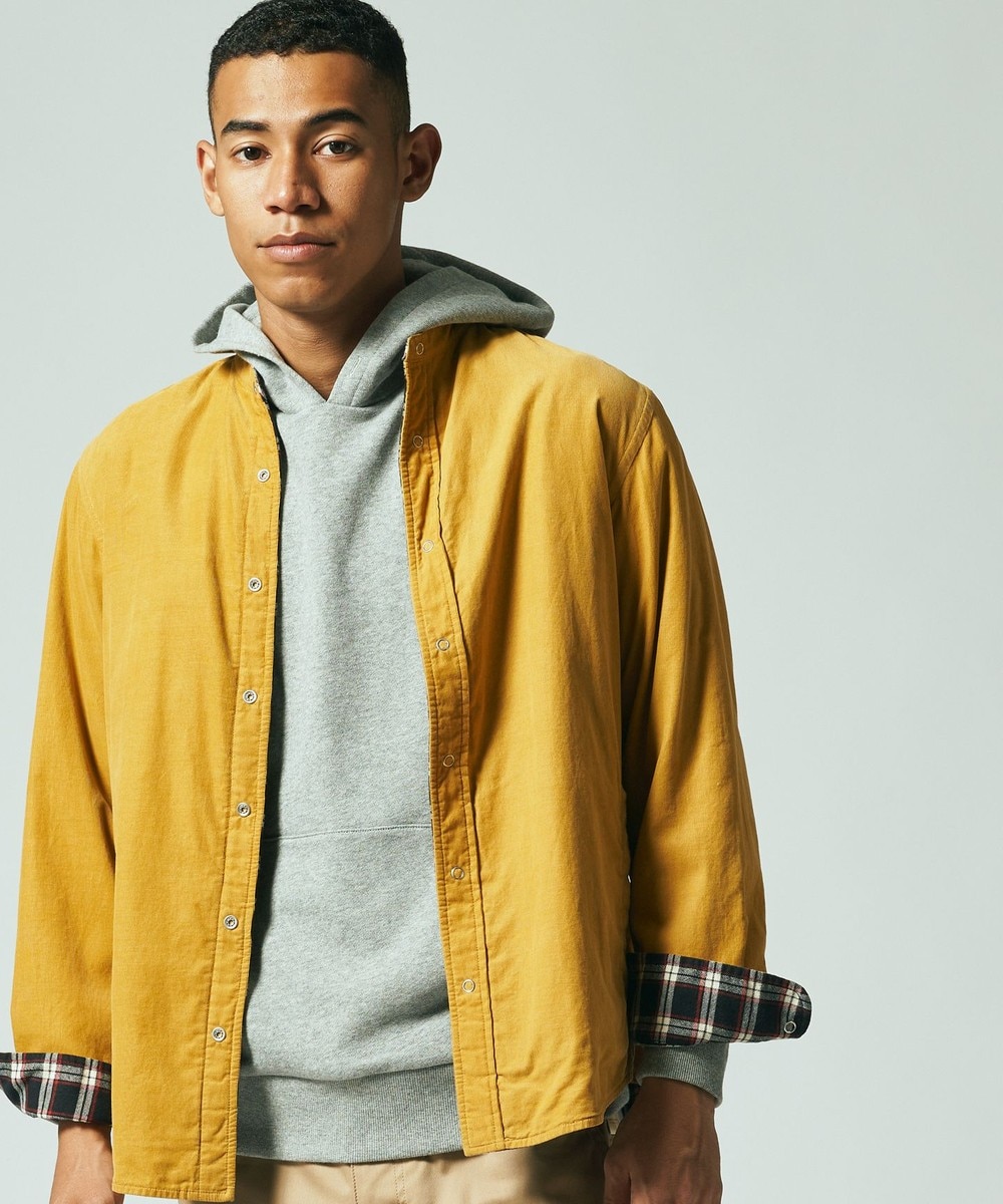 【オンワード】 J.PRESS MEN>トップス バンドカラーリバーシブル シャツ ブラック L メンズ 【送料無料】