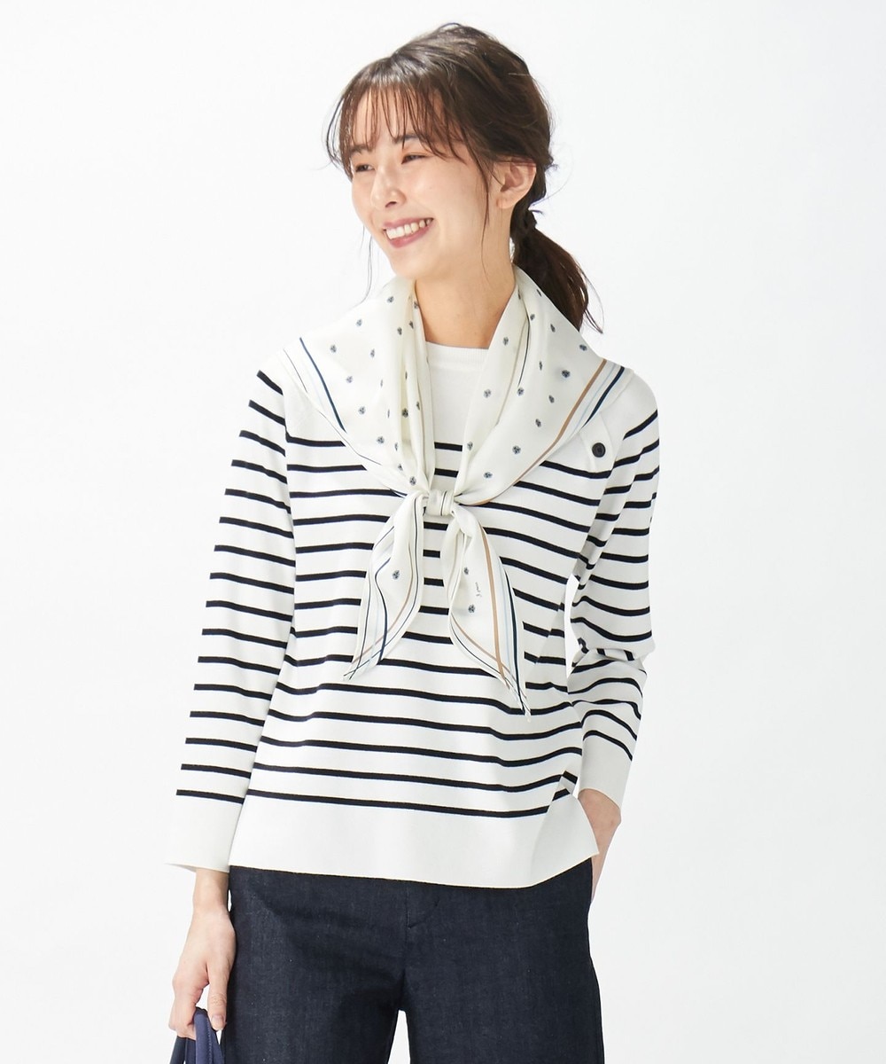 【オンワード】 J.PRESS LADIES L>トップス 【洗える】ケイトフルニードルボーダー ニット ネイビー XXL レディース 【送料無料】