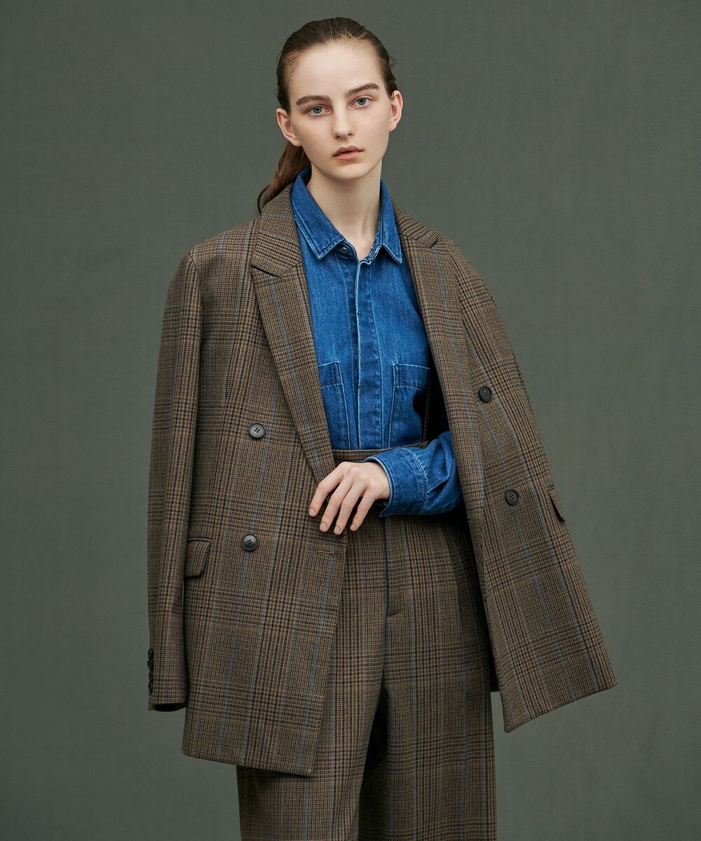 【オンワード】 uncrave>ジャケット/アウター グレンチェック ジャケット ブラウン チェック 0 レディース 【送料無料】