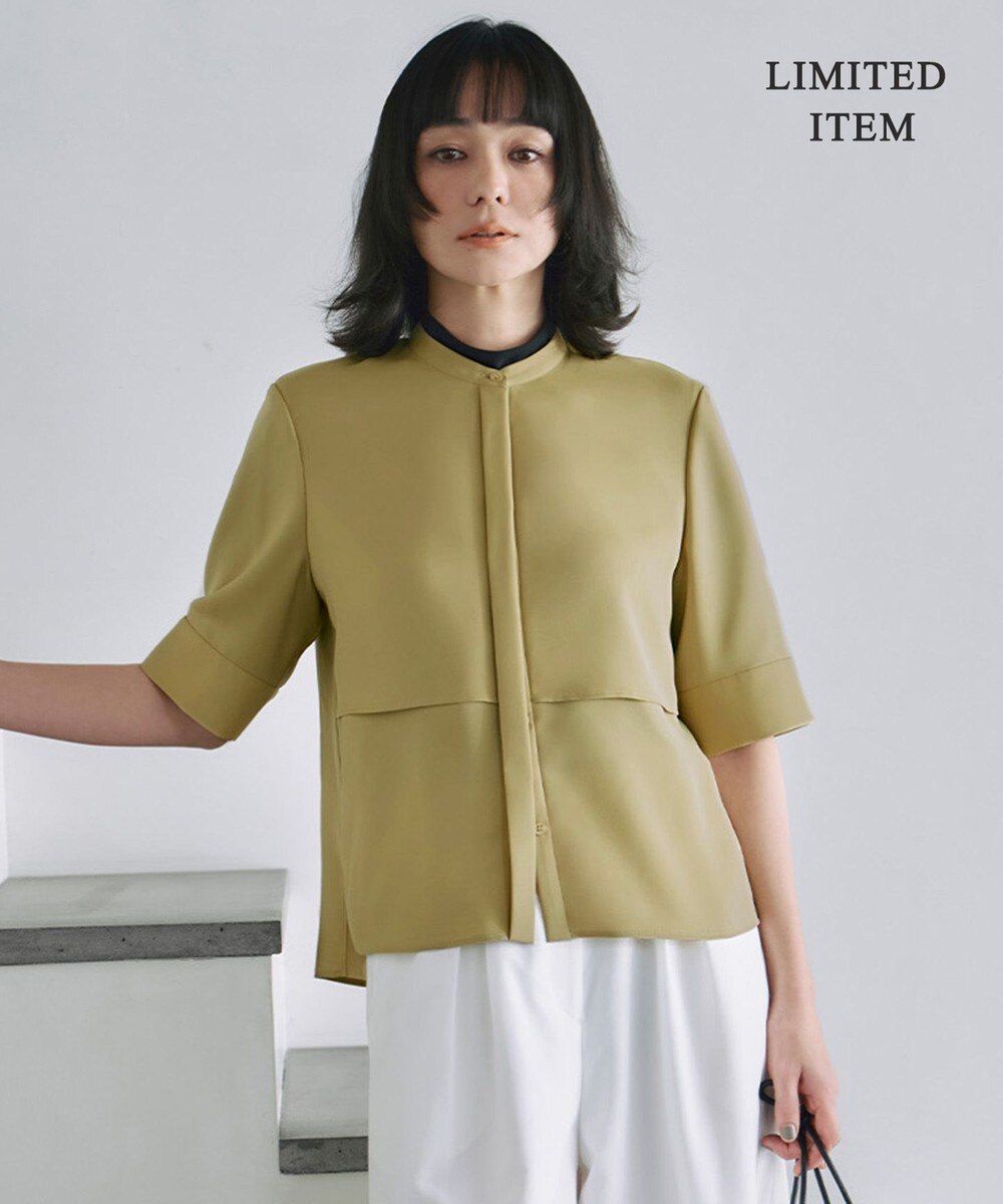 【オンワード】 ICB L(大きいサイズ)>トップス 【WEB限定・接触冷感・UVケア・吸水速乾・防シワ・洗える】 ドレープツイル クロップドシャツ クリームカーキ 42 レディース 【オンワード】 ICB L(大きいサイズ)>トップス 【WEB限定・接触冷感・UVケア・吸水速乾・防シワ・洗える】 ドレープツイル クロップドシャツ クリームカーキ 42 レディース