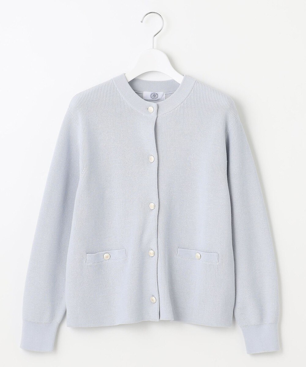 【オンワード】 J.PRESS LADIES S（小さいサイズ）>ジャケット/アウター 【洗える】ORGANIC GASS COTTON クルーネック アウター サックスブルー S レディース