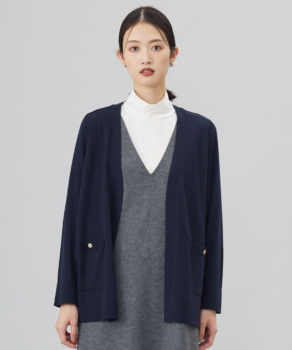 【オンワード】 J.PRESS LADIES>トップス 【着丈が選べる・洗える】KNIT BASIC ロングカーディガン トップネイビー M レディース