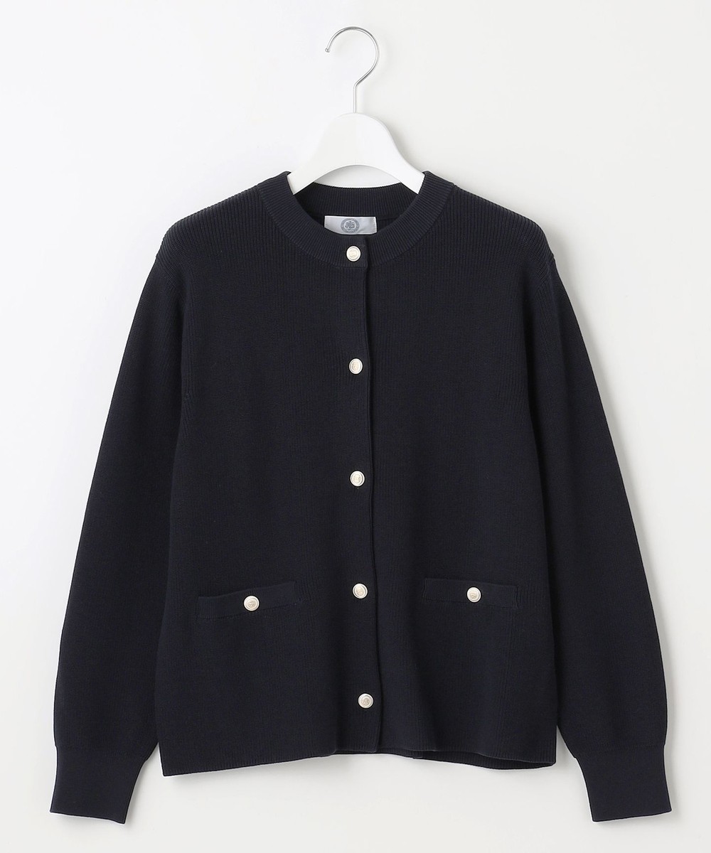 【オンワード】 J.PRESS LADIES S（小さいサイズ）>ジャケット/アウター 【洗える】ORGANIC GASS COTTON クルーネック アウター ネイビー S レディース