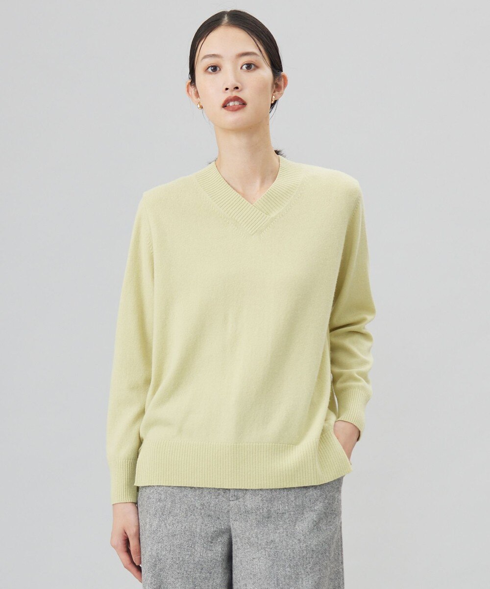 【オンワード】 J.PRESS LADIES>トップス 【洗える】CASHMERE BLEND Vネック プルオーバーニット ピスタチオ M レディース