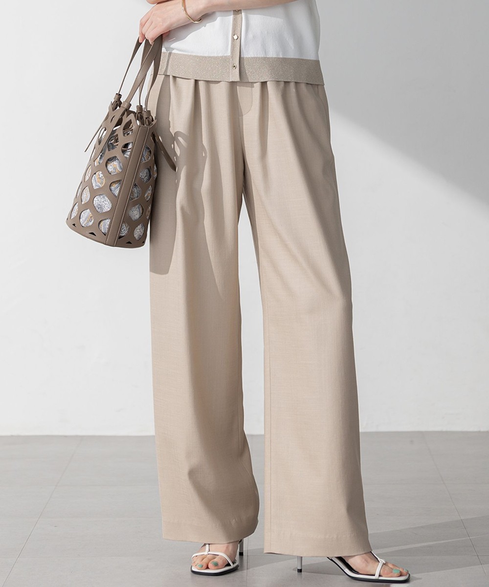 【オンワード】 23区>パンツ 【接触冷感/UVカット/洗える】ドライスラブストレッチ ワイド パンツ ベージュ 36 レディース 【オンワード】 23区>パンツ 【接触冷感/UVカット/洗える】ドライスラブストレッチ ワイド パンツ ベージュ 36 レディース