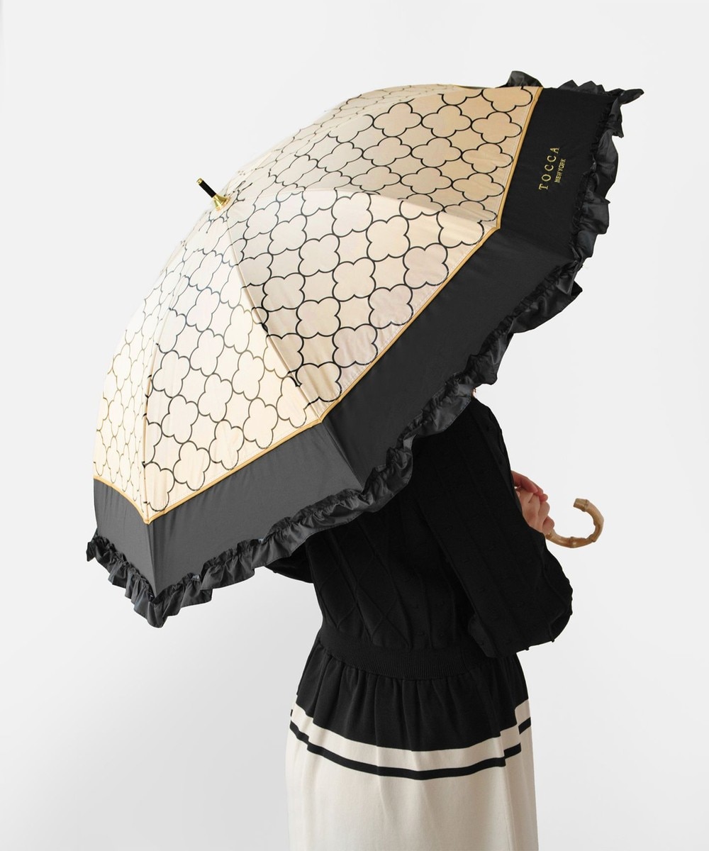 【オンワード】 TOCCA>ファッション雑貨 【晴雨兼用・UVカット100%生地・バンブーハンドル】TOCCA CLOVER UMBRELLA 長傘 ベージュ F レディース 【オンワード】 TOCCA>ファッション雑貨 【晴雨兼用・UVカット100%生地・バンブーハンドル】TOCCA CLOVER UMBRELLA 長傘 ベージュ F レディース