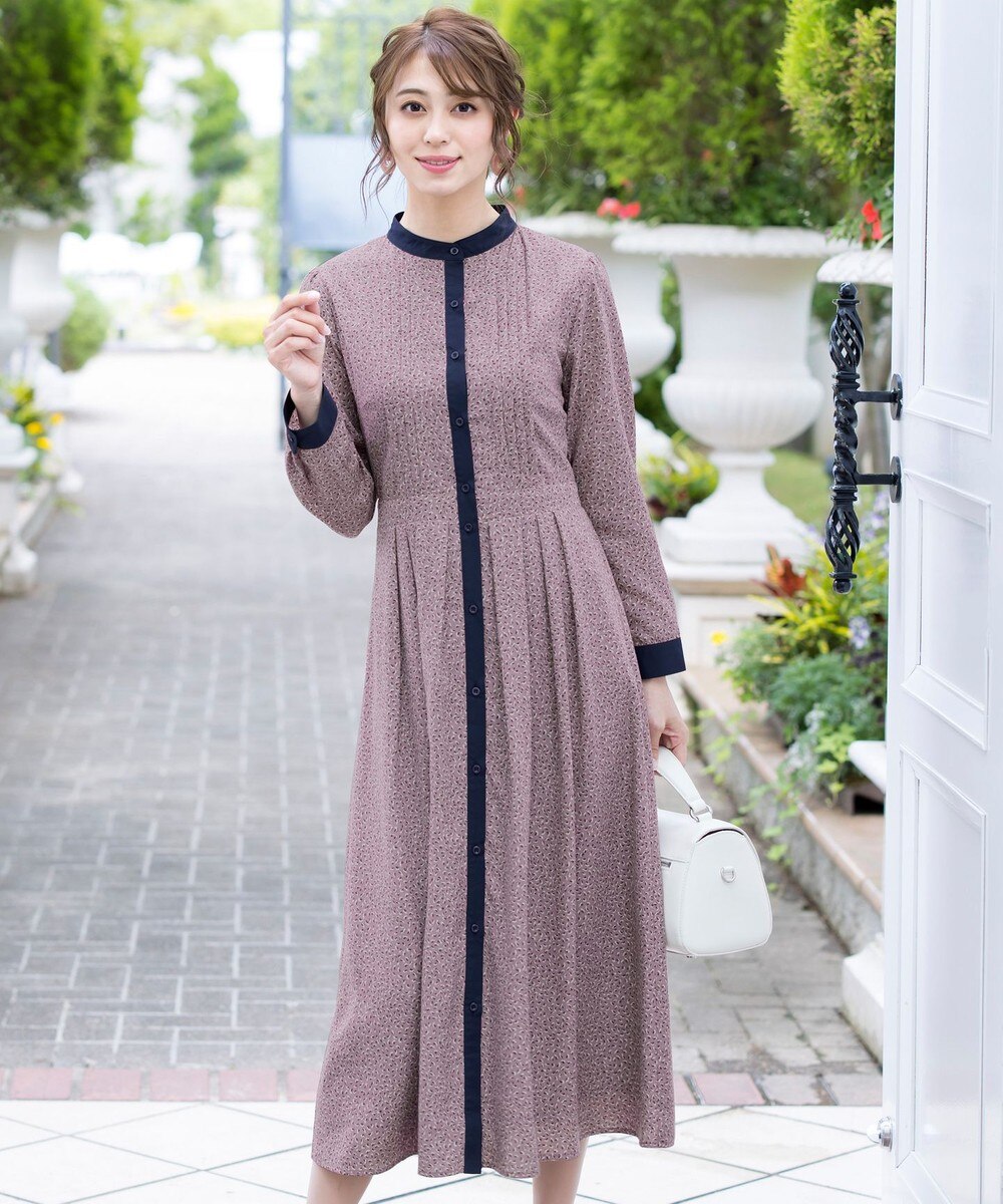 【洗える】大人華やかな配色シャツワンピース