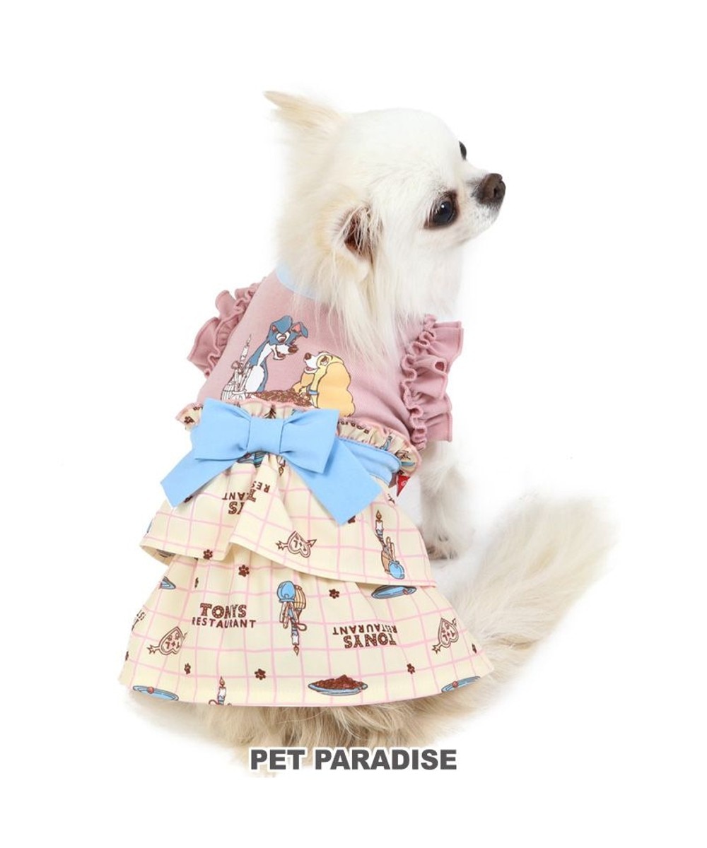 PET PARADISE>ペットグッズ 犬の服 犬 ディズニー わんわん物語 ワンピース 【小型犬】 パスタ柄 ピンク（淡） ＤＳ