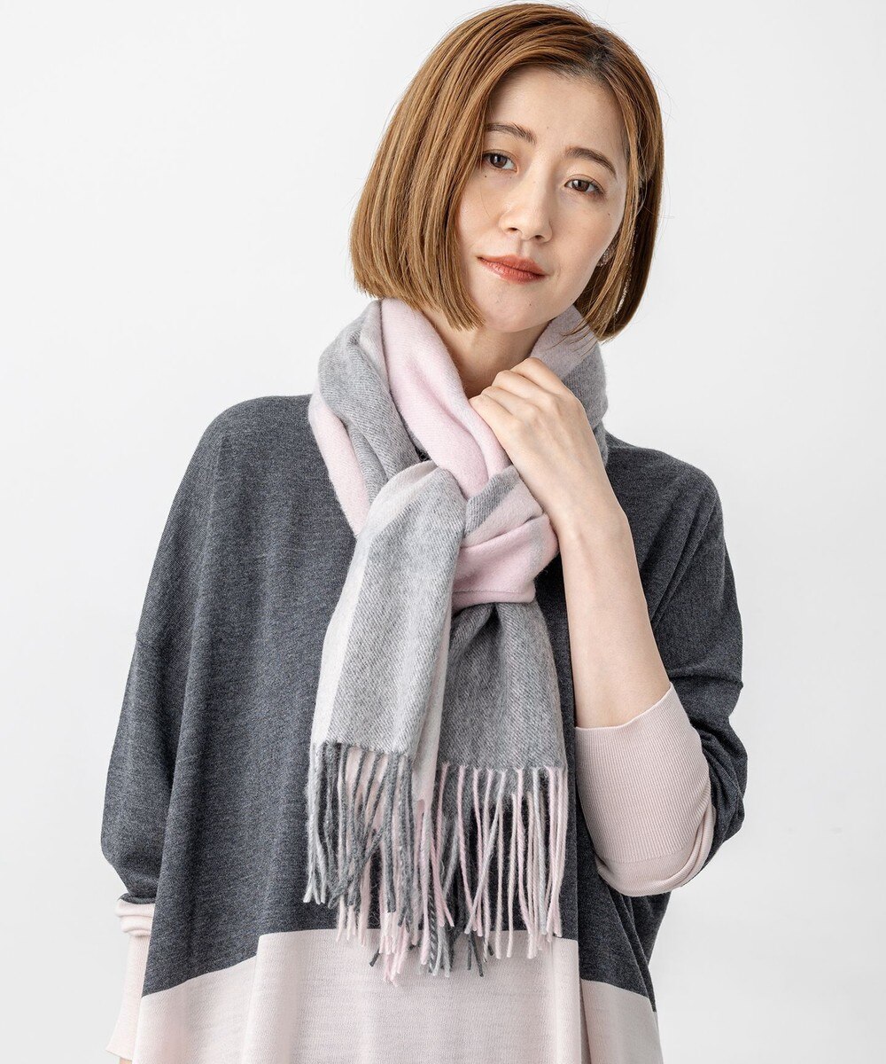 【オンワード】 23区>ファッション雑貨 【LEE10月号掲載】カシミヤ チェック ストール ピンク F レディース