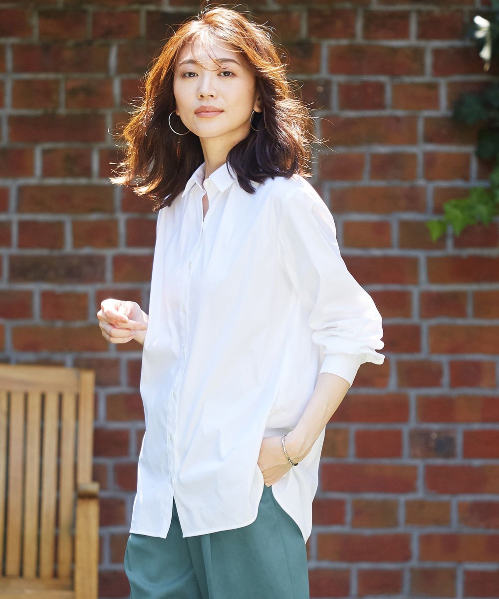【オンワード】 J.PRESS LADIES L>トップス 【ストレッチ素材】SOMELOS JOYCE シャツカラー ブラウス ホワイト T13 レディース 【送料無料】