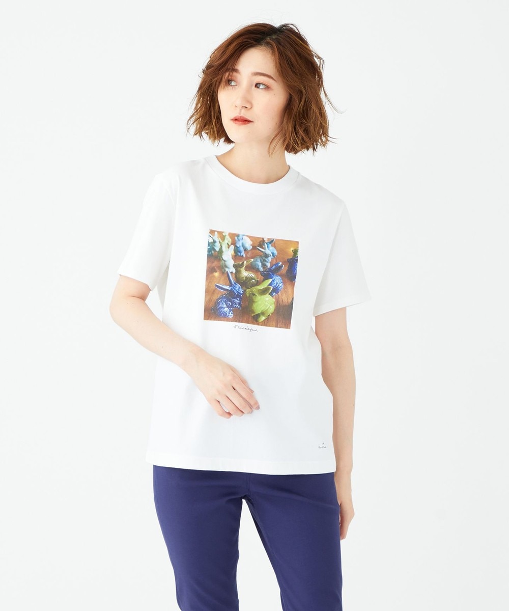 【オンワード】 Paul Smith>トップス 【洗える】ポーセリンラビット Tシャツ ホワイト XL レディース 【送料無料】