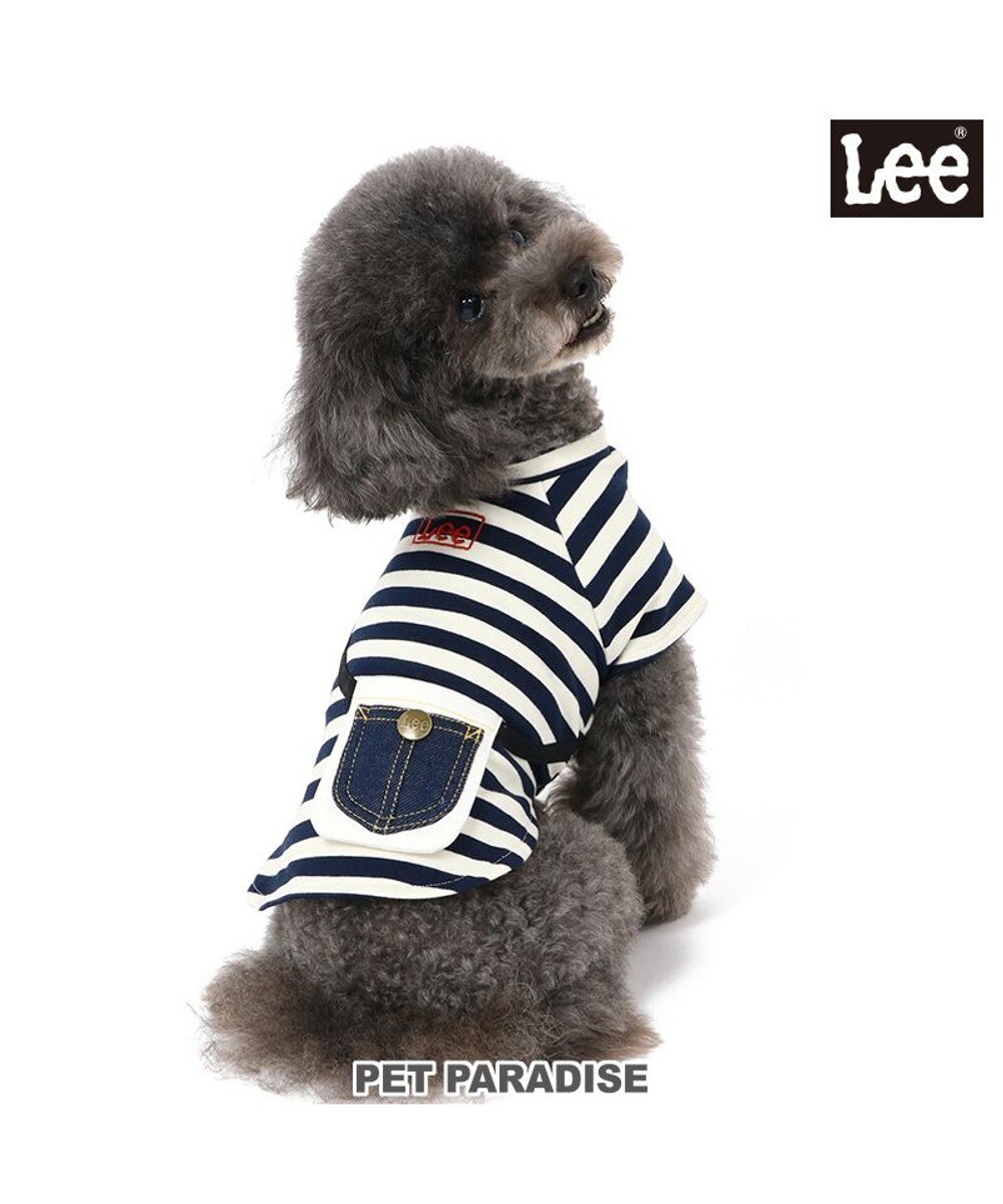 PET PARADISE>ペットグッズ Lee ボーダー Tシャツ デニム ポーチ風 小型犬 白~オフホワイト ＤＳ