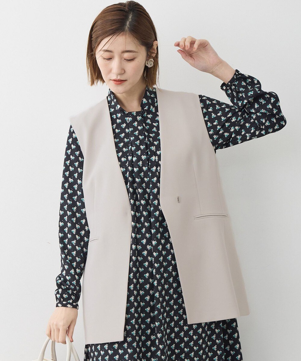 【オンワード】 23区>ジャケット/アウター 【セットアップ対応/洗える】トリアセダブルジョーゼット ジレ ベージュ 38 レディース