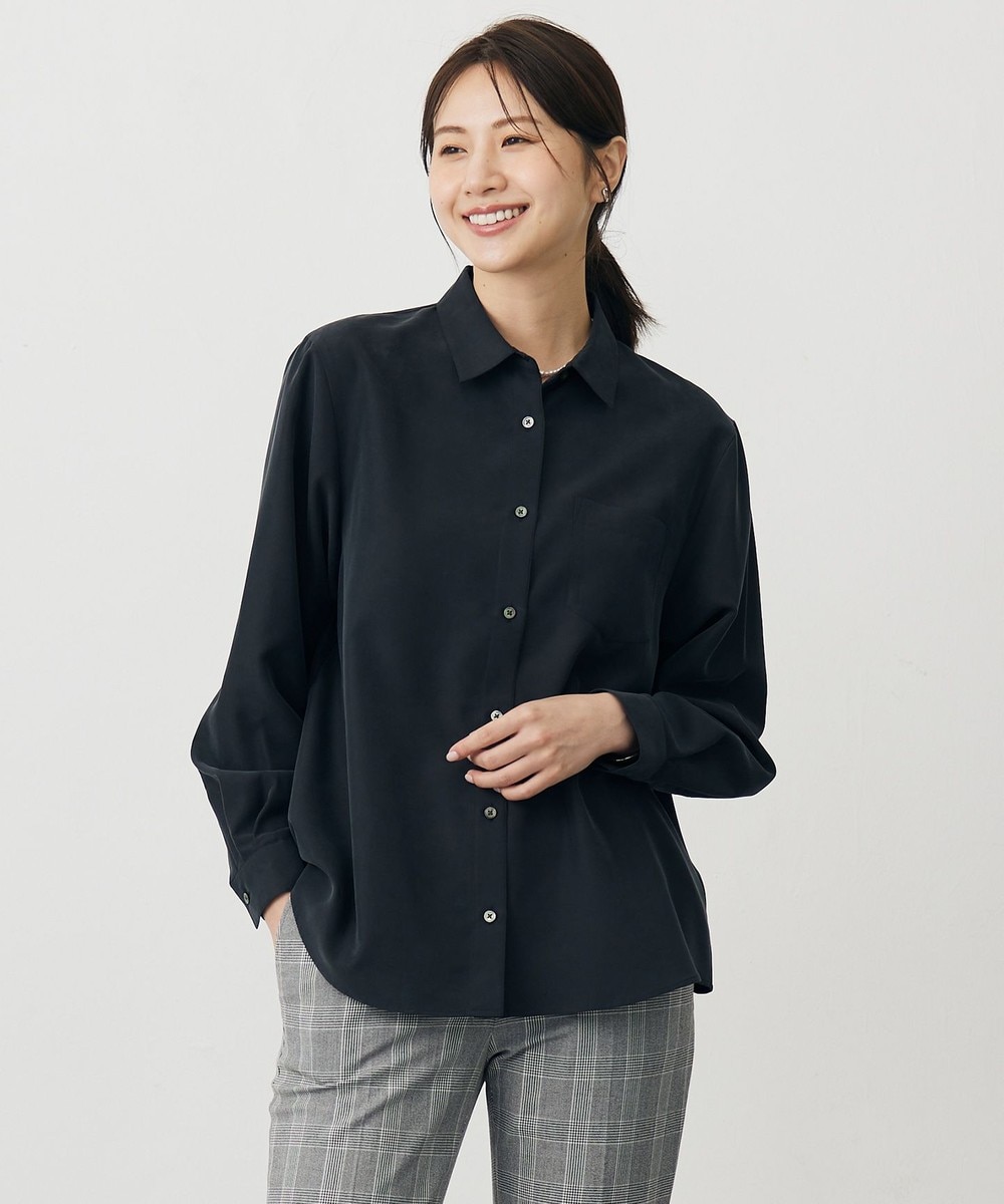 【オンワード】 J.PRESS LADIES>トップス ピーチポプリン シャツ ブラック 9 レディース 【オンワード】 J.PRESS LADIES>トップス ピーチポプリン シャツ ブラック 9 レディース