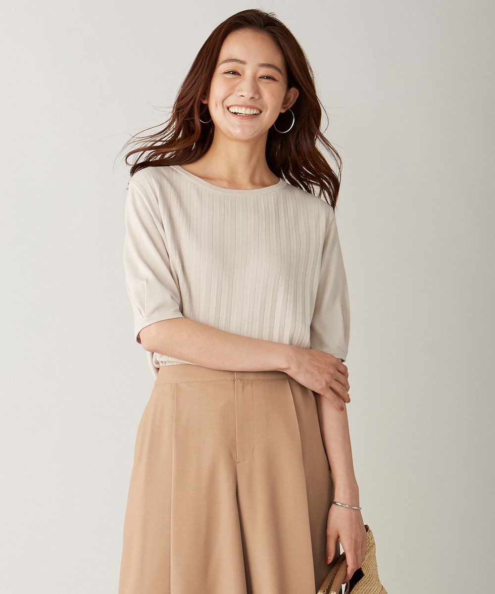 【オンワード】 J.PRESS LADIES>トップス 【UVカット・洗える】Functional Cotton Blend プリーツ ニット ピンク M レディース 【送料無料】