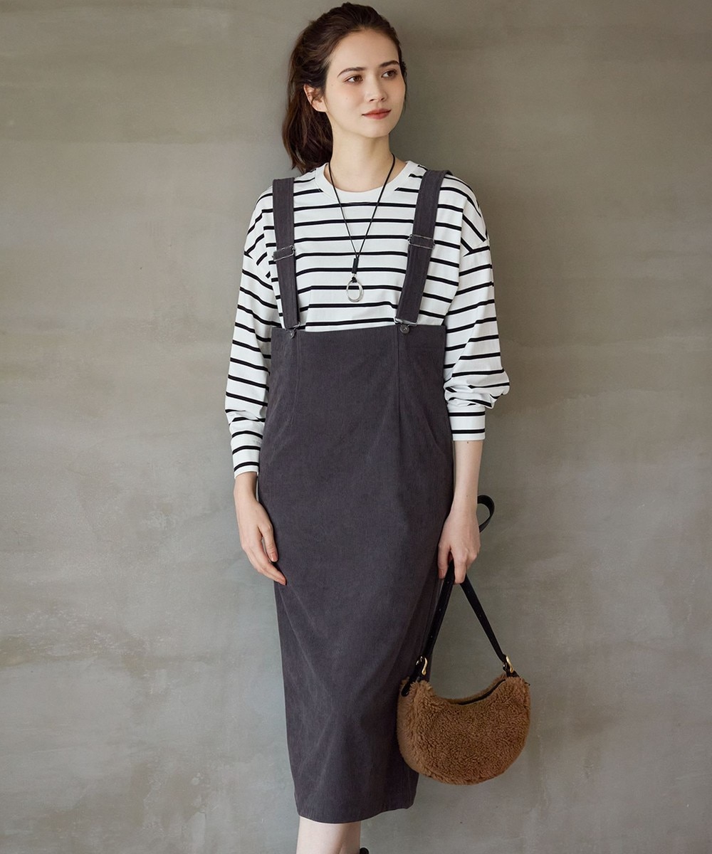 【オンワード】 23区 L(大きいサイズ)>ワンピース 【SLOW/一部店舗限定】ソフトコーデュロイ サロペット スカート グレー 44 レディース 【オンワード】 23区 L(大きいサイズ)>ワンピース 【SLOW/一部店舗限定】ソフトコーデュロイ サロペット スカート グレー 44 レディース