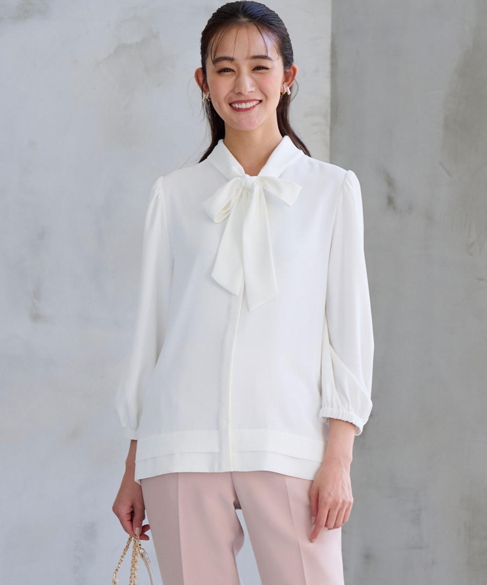 【オンワード】 組曲 S(小さいサイズ)>トップス 【KUMIKYOKU NAVY】ジョーゼットシフォン2WAY ボウタイブラウス パールホワイト S2 レディース 【オンワード】 組曲 S(小さいサイズ)>トップス 【KUMIKYOKU NAVY】ジョーゼットシフォン2WAY ボウタイブラウス パールホワイト S2 レディース