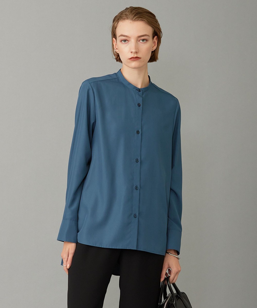 【オンワード】 ICB>トップス 【洗える】 スパンローンプリーツ バンドカラーシャツ ダルブルー 2 レディース 【オンワード】 ICB>トップス 【洗える】 スパンローンプリーツ バンドカラーシャツ ダルブルー 2 レディース