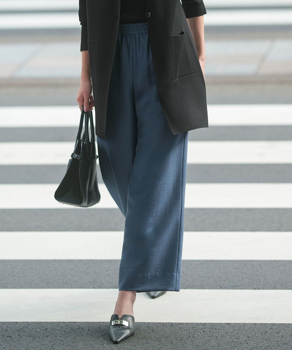 【オンワード】 ICB>パンツ 【洗える】ウールワッシャーツイル ワイドストレートパンツ ブルーグレー 4 レディース 【オンワード】 ICB>パンツ 【洗える】ウールワッシャーツイル ワイドストレートパンツ ブルーグレー 4 レディース