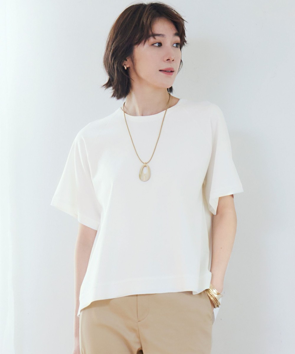 【オンワード】 自由区 S(小さいサイズ)>トップス 【接触冷感・UVカット・洗える】クレープストレッチAライン ニット オフ 32 レディース 【オンワード】 自由区 S(小さいサイズ)>トップス 【接触冷感・UVカット・洗える】クレープストレッチAライン ニット オフ 32 レディース