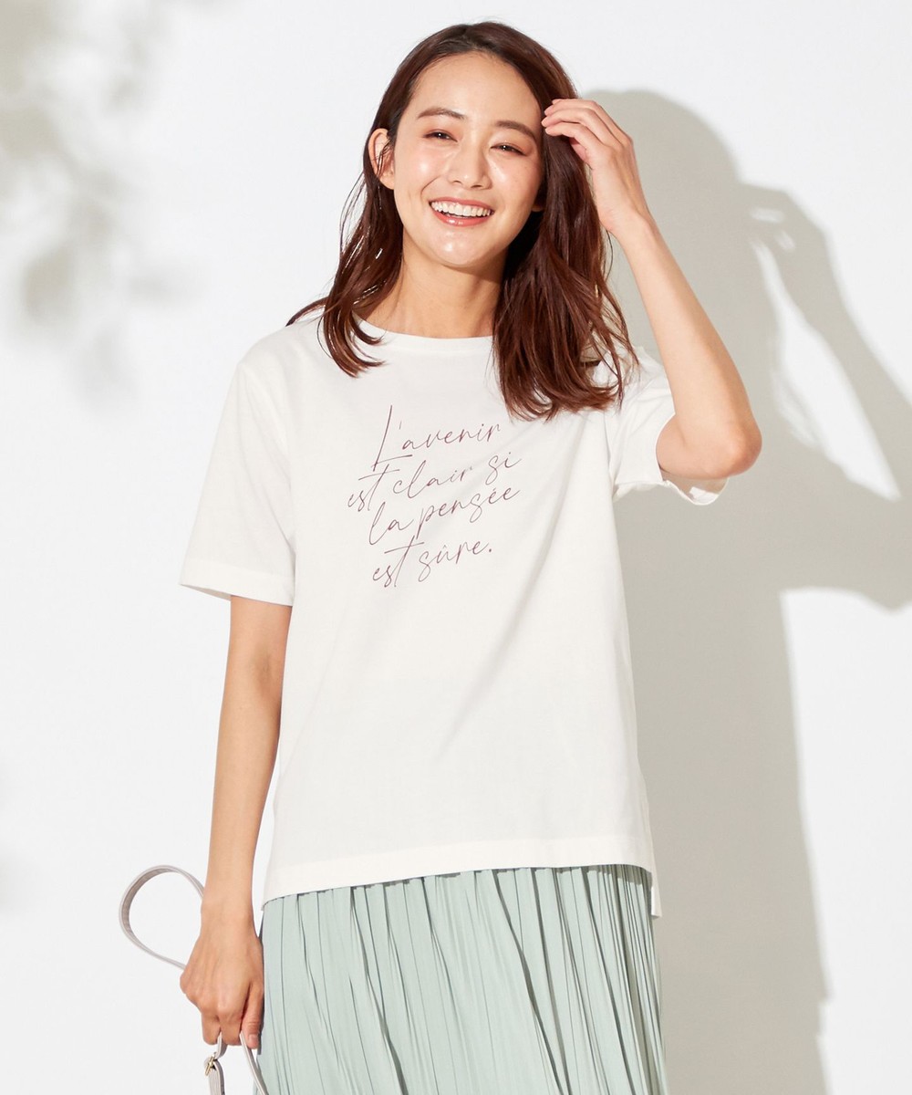 【オンワード】 any SiS>トップス メッセージプリント Tシャツ オフホワイト 2 レディース 【送料無料】