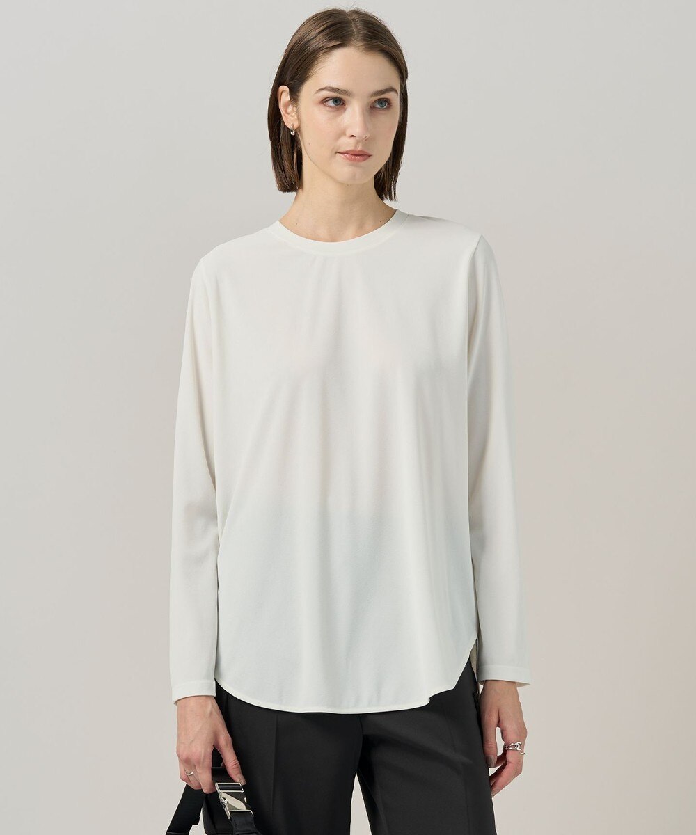 【オンワード】 ICB>トップス 【マシンウォッシャブル可】ライトトリコット バックスリット入り長袖プルオーバー オフホワイト XS レディース 【オンワード】 ICB>トップス 【マシンウォッシャブル可】ライトトリコット バックスリット入り長袖プルオーバー オフホワイト XS レディース