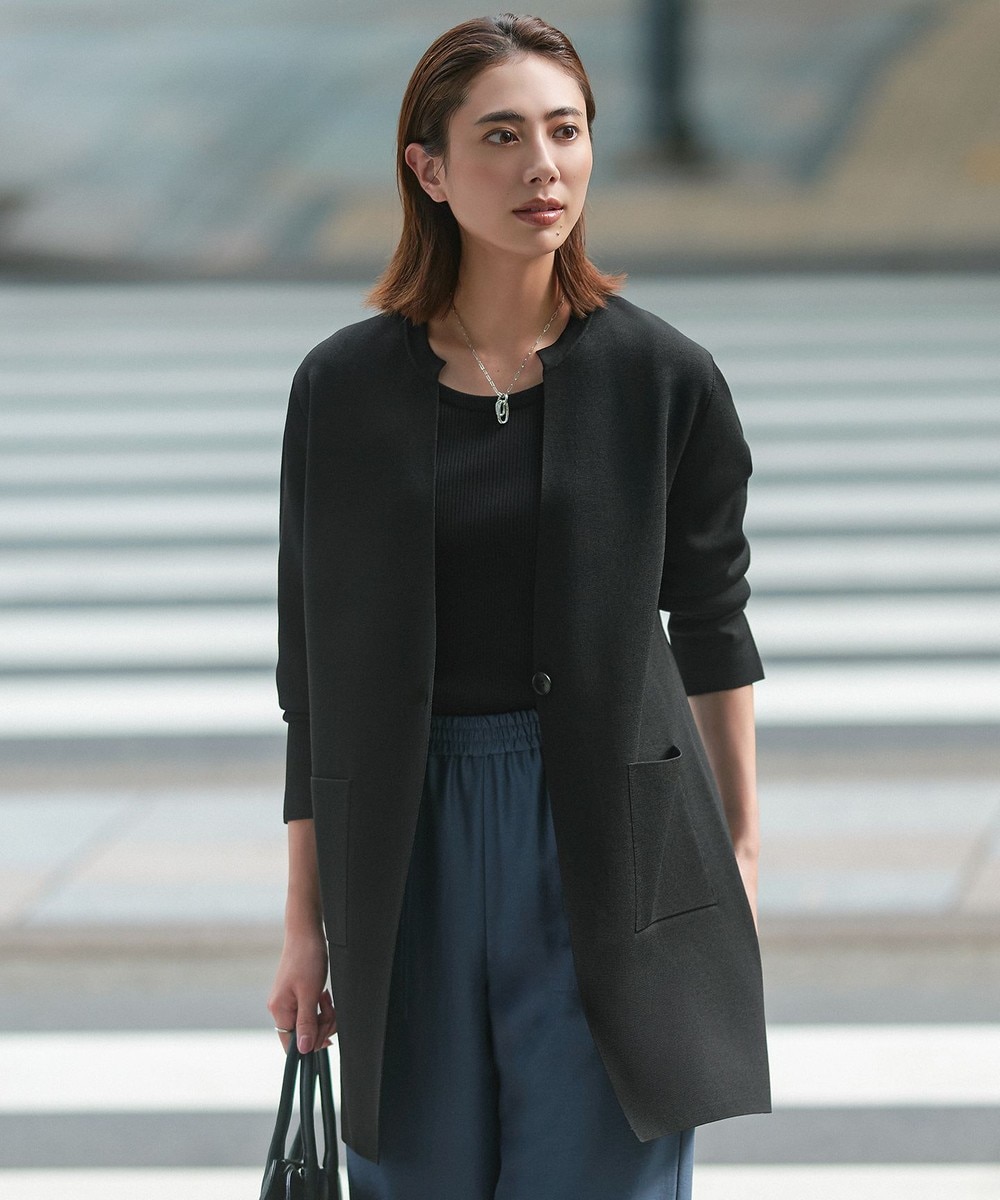 【オンワード】 ICB L(大きいサイズ)>トップス 【洗える】 アセテートミラノ ロングカーディガン ブラック L レディース 【オンワード】 ICB L(大きいサイズ)>トップス 【洗える】 アセテートミラノ ロングカーディガン ブラック L レディース