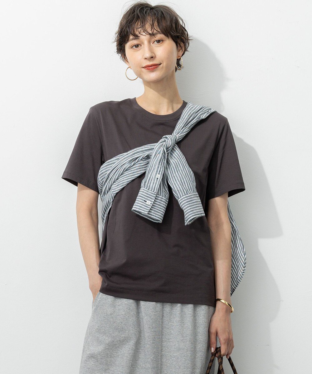 【オンワード】 23区 L(大きいサイズ)>トップス 【洗える】コンパクトヤーン スムース Tシャツ ブラウン 44 レディース 【オンワード】 23区 L(大きいサイズ)>トップス 【洗える】コンパクトヤーン スムース Tシャツ ブラウン 44 レディース