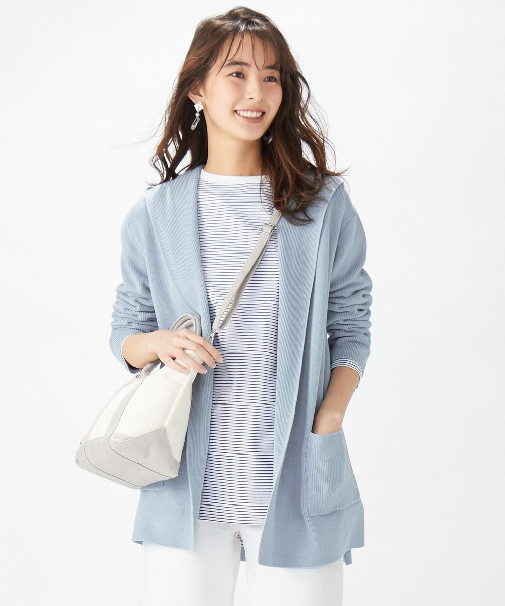 【オンワード】 J.PRESS LADIES L>トップス 【洗える】オーガニックコットン フーデッドカーディガン ベージュ T13 レディース 【送料無料】