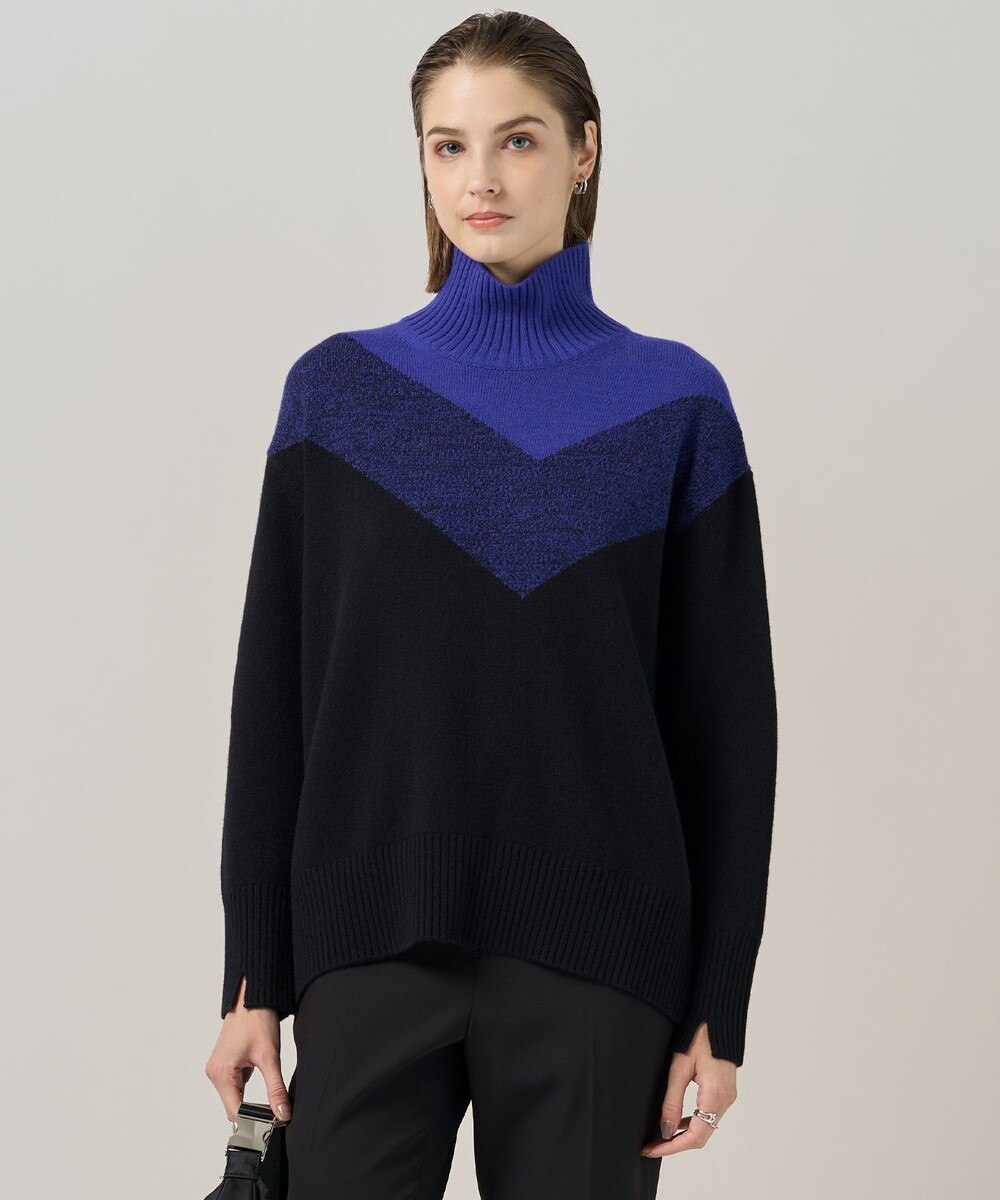 新品　ロイヤルブルー　カシミヤ100%アンサンブル　 L 新品 ロイヤルブルー カシミヤ100%アンサンブル L