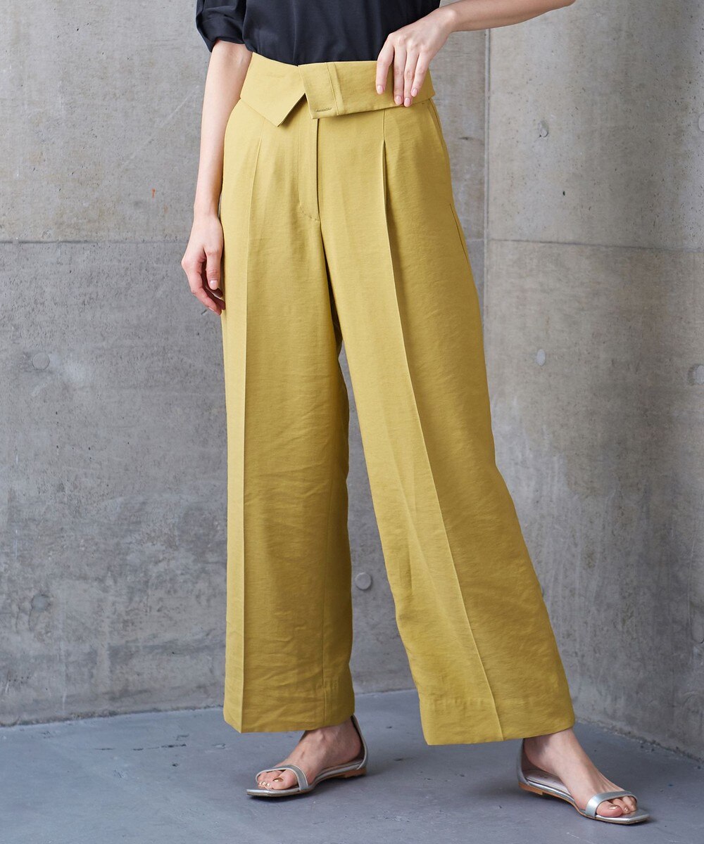 【オンワード】 ICB>パンツ 【マガジン掲載】 Crumple ワイド パンツ(番号CH24) ライトグレイッシュグリーン 6 レディース 【送料無料】