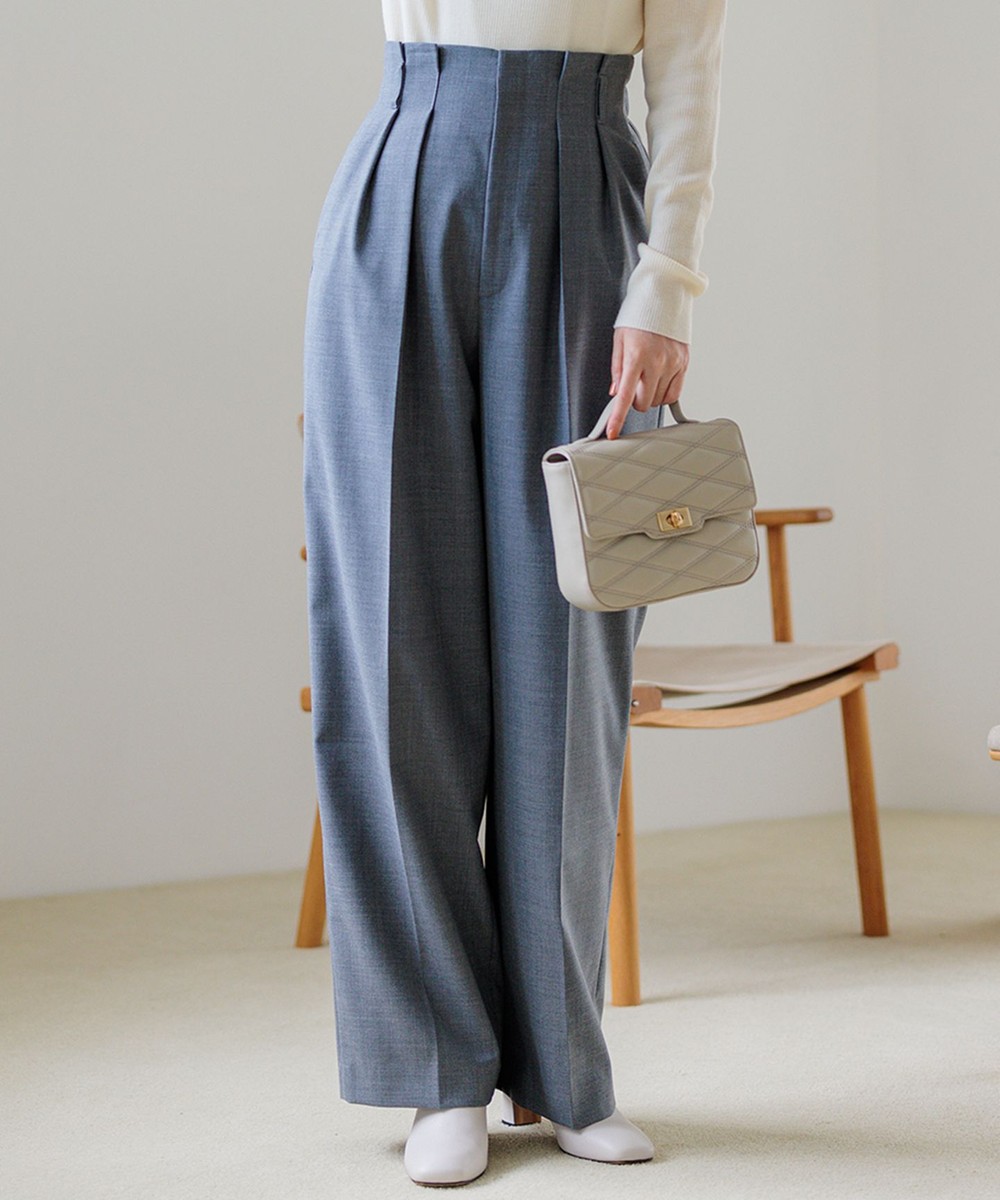 【オンワード】 23区>パンツ ナチュラルストレッチサキソニー タック ワイドパンツ グレー 40 レディース 【オンワード】 23区>パンツ ナチュラルストレッチサキソニー タック ワイドパンツ グレー 40 レディース