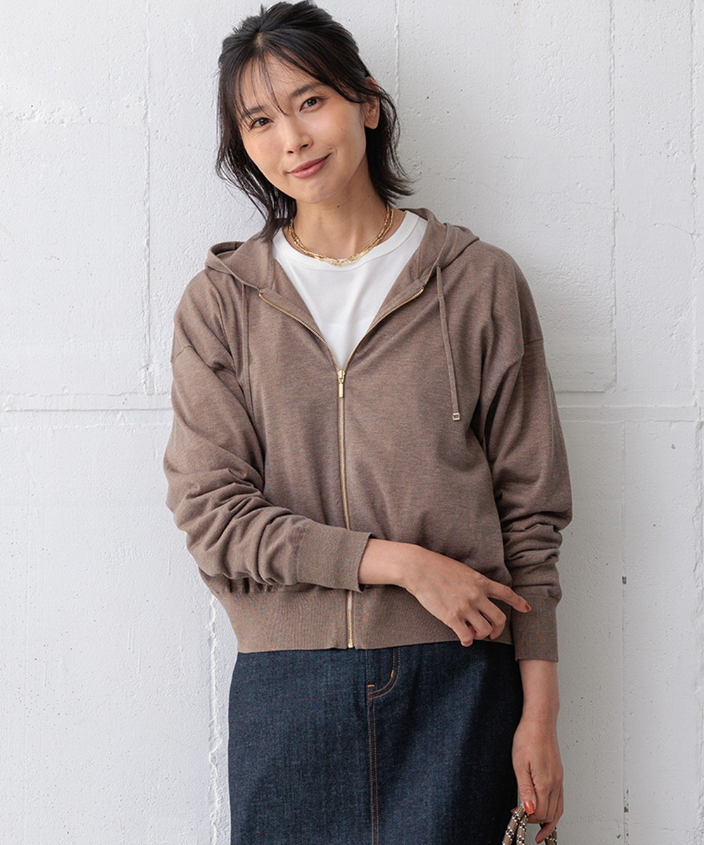 【オンワード】 23区>トップス 【洗える】オータムシャイニー ニットパーカー ブラウン 38 レディース 【オンワード】 23区>トップス 【洗える】オータムシャイニー ニットパーカー ブラウン 38 レディース