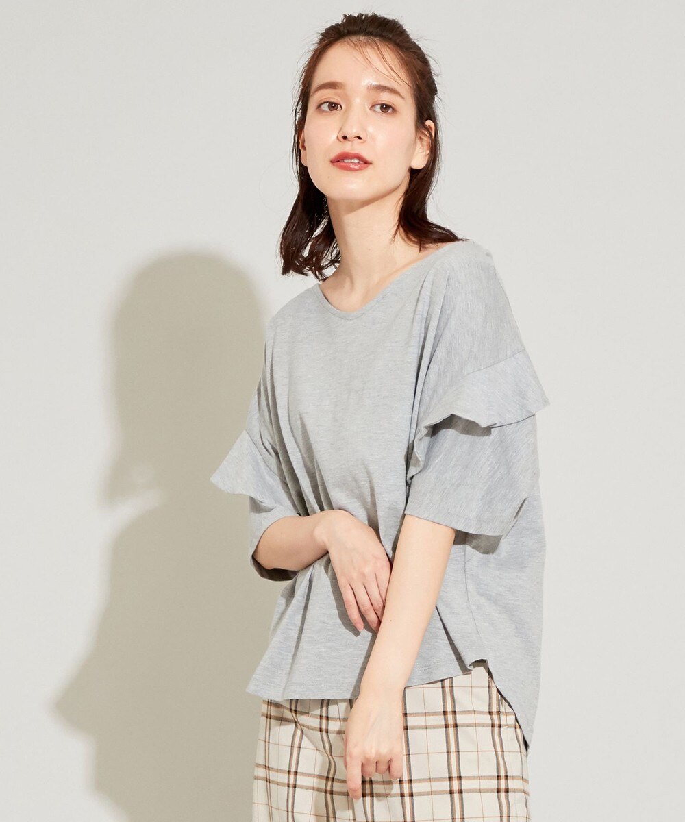 【オンワード】 SHARE PARK LADIES>トップス 【機能素材】マルチエフェクトフレアスリーブTシャツ ベージュ 1 レディース 【送料無料】