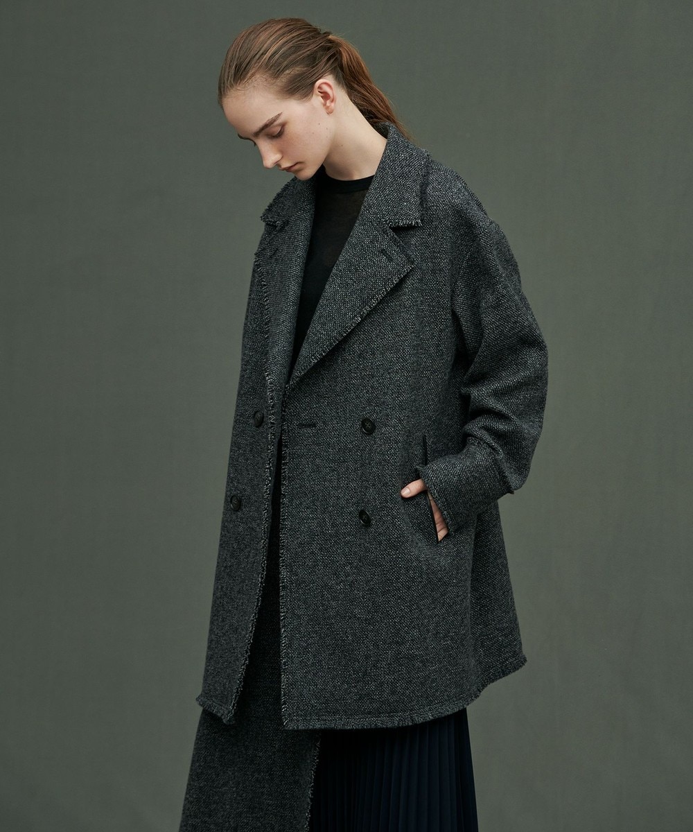 【オンワード】 uncrave>ジャケット/アウター フリンジツイード コート グレー 2 レディース 【送料無料】