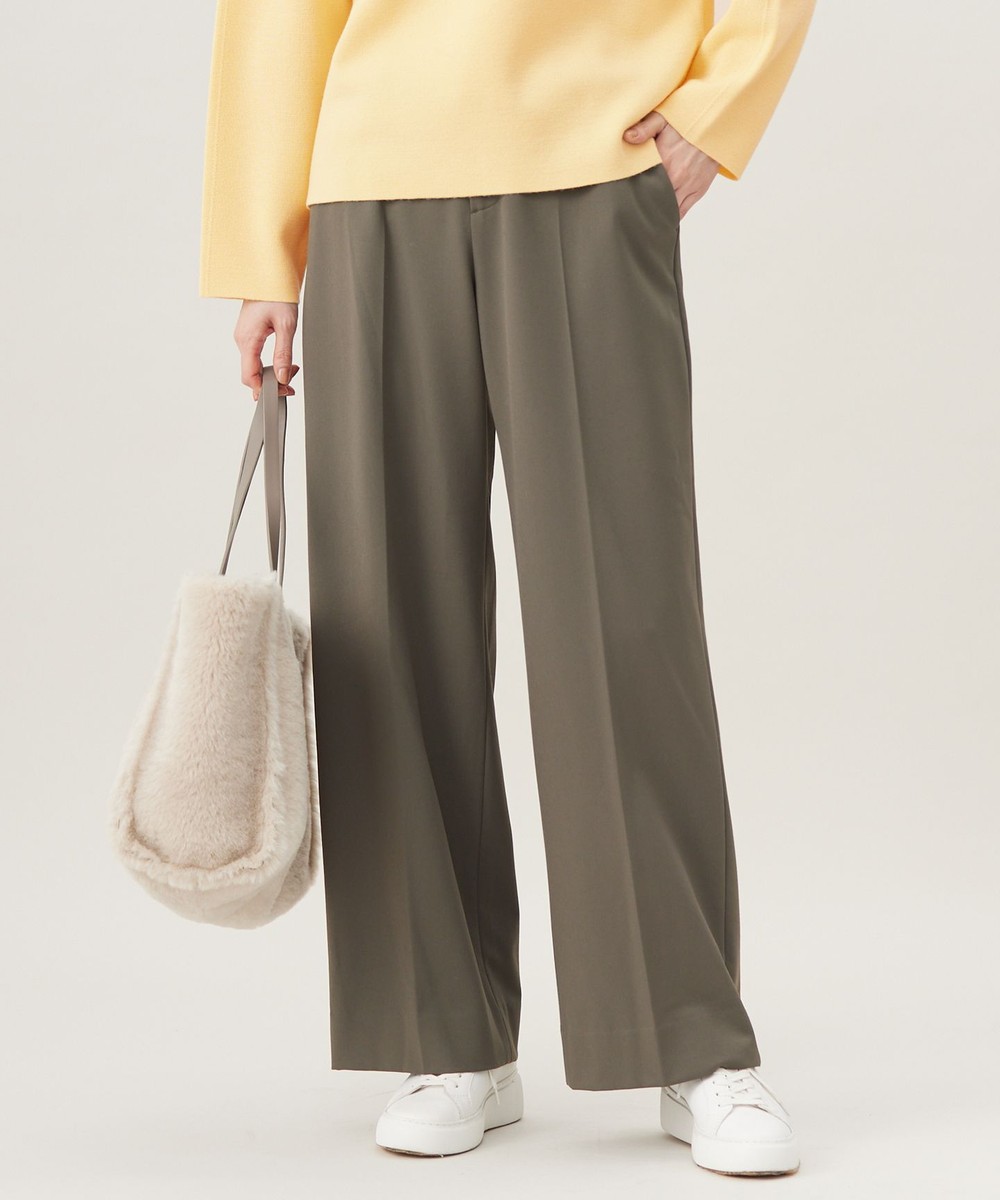 【オンワード】 自由区>パンツ 【撥水加工・洗える】TRギャバ裏起毛ワイド パンツ ダークカーキ 36 レディース 【オンワード】 自由区>パンツ 【撥水加工・洗える】TRギャバ裏起毛ワイド パンツ ダークカーキ 36 レディース