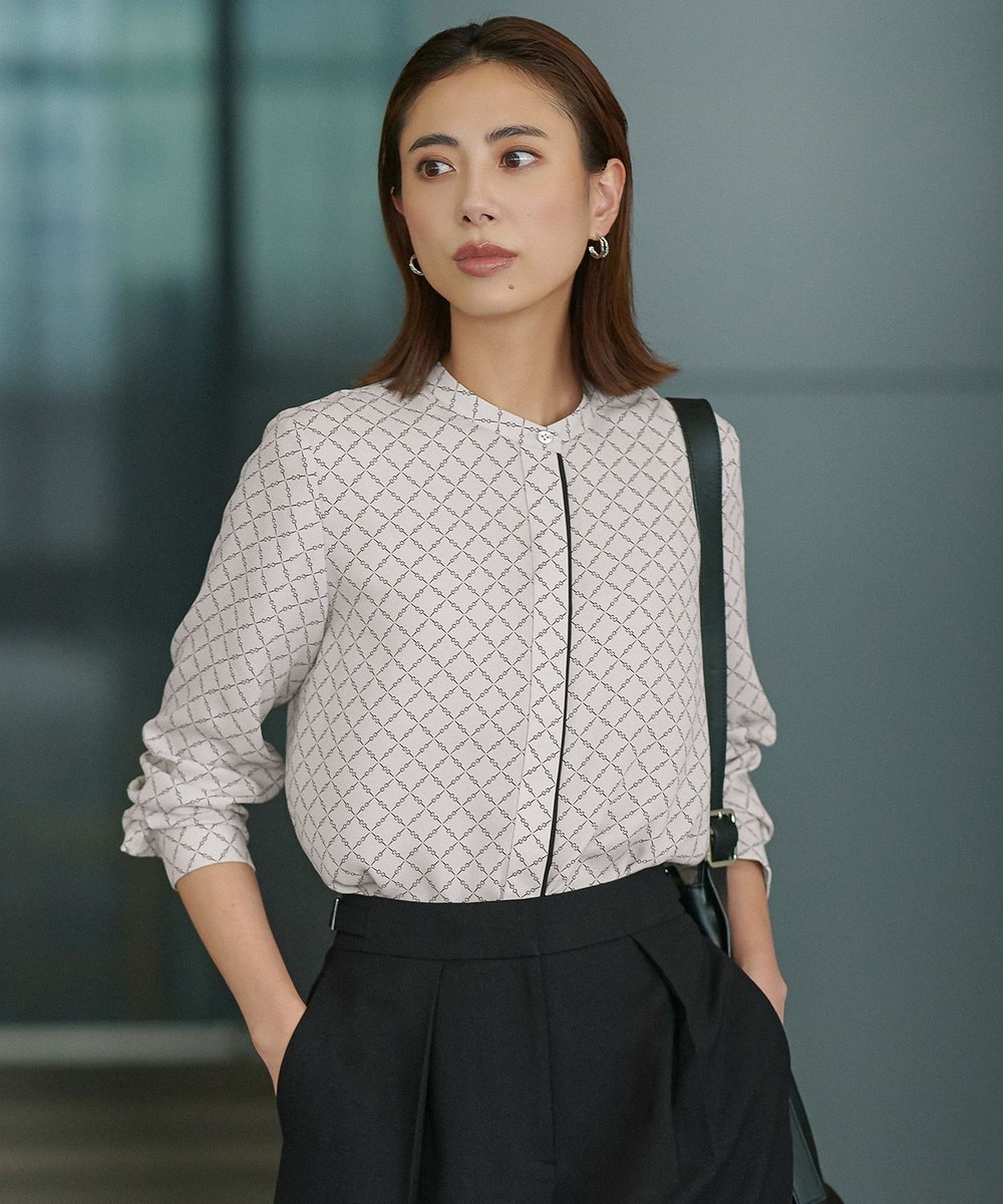 【オンワード】 ICB L(大きいサイズ)>トップス 【新色追加・WEB限定カラーあり・接触冷感・UVケア・速乾・洗える】BackSatinAmunzen バンドカラーブラウス トープベース×スクエアビット柄 L レディース 【オンワード】 ICB L(大きいサイズ)>トップス 【新色追加・WEB限定カラーあり・接触冷感・UVケア・速乾・洗える】BackSatinAmunzen バンドカラーブラウス トープベース×スクエアビット柄 L レディース