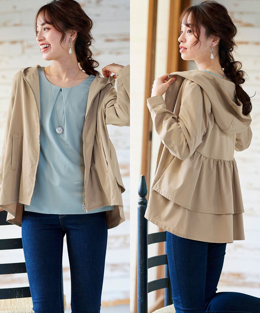 【洗える】大人可愛いバックフレアパーカーコート