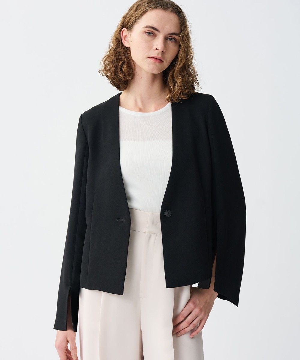 【オンワード】 uncrave>ジャケット/アウター 【防シワ・洗濯機洗い可】ウォッシャブル ダブルクロス スリットスリーブジャケット ブラック 2 レディース 【オンワード】 uncrave>ジャケット/アウター 【防シワ・洗濯機洗い可】ウォッシャブル ダブルクロス スリットスリーブジャケット ブラック 2 レディース