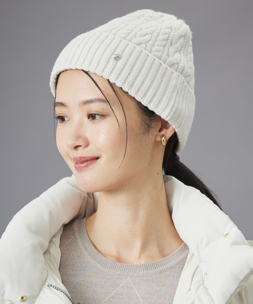 【オンワード】 J.PRESS LADIES>帽子 【洗える】EIGER CORD ALAN ニットキャップ ホワイト F レディース